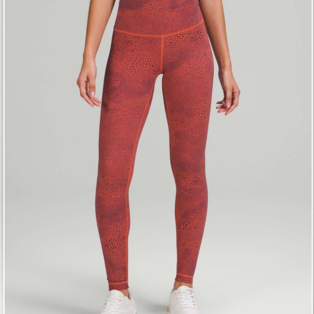 Lululemon Athletica Orange Patterned Leggings